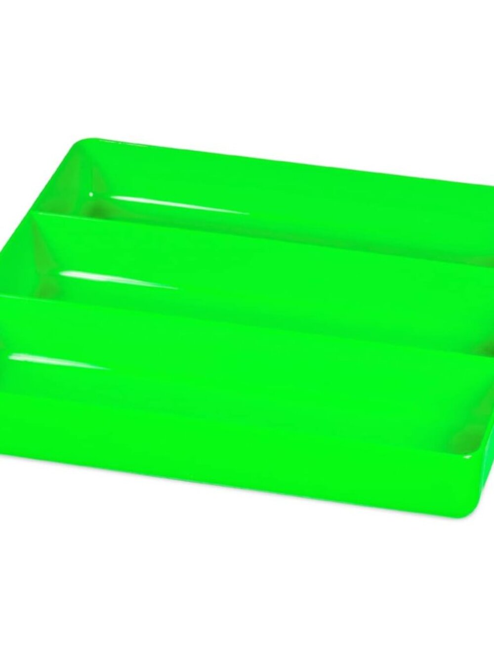 Toolbox Tray: Stackable Garage Organizer Tray in Green with 3 Compartments - Ide
